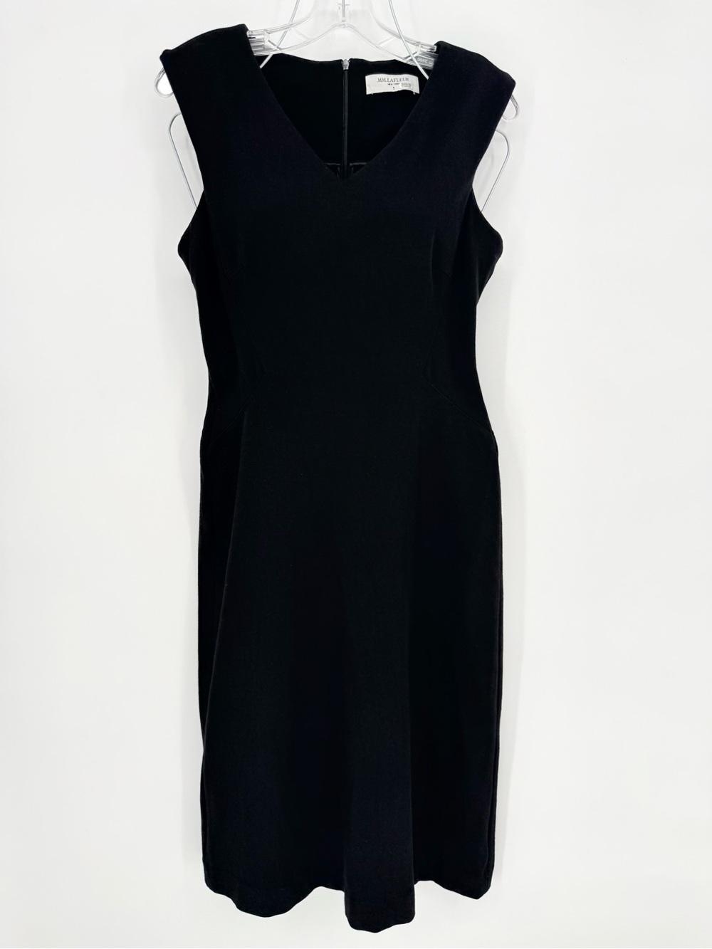 MM LaFleur The Evelyn Dress 8 Black Textured Ponte Quiet Luxury Corporate Core - Picture 10 of 12